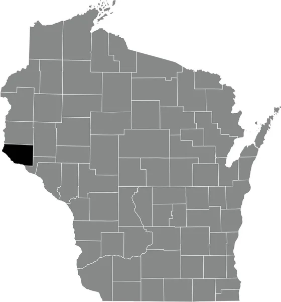 Abd Nin Wisconsin Eyaletinin Gri Idari Haritasında Pierce County Nin — Stok Vektör