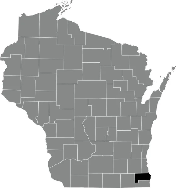 Black Highlighted Location Map Racine County Gray Administrative Map Federal — 图库矢量图片