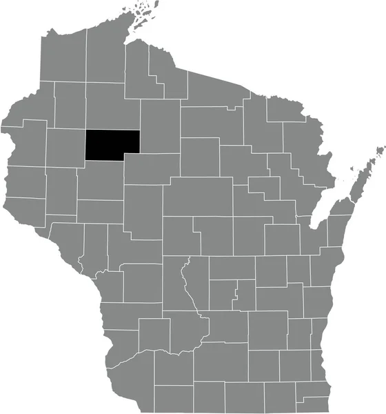 Black Highlighted Location Map Rusk County Gray Administrative Map Federal — Stockvektor