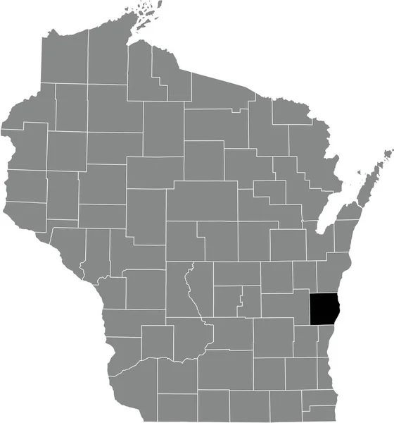 Карта Местонахождения Округа Шебойган Серой Административной Карте Федерального Штата Висконсин — стоковый вектор