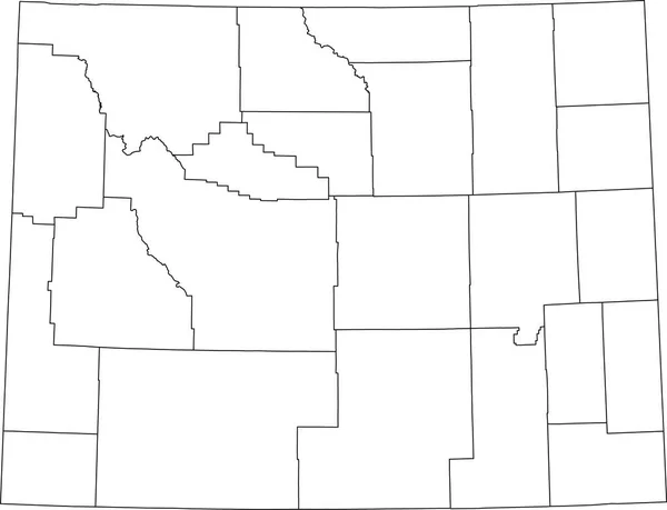White Blank Vector Administrative Map Federal State Wyoming Usa Black — Vetor de Stock