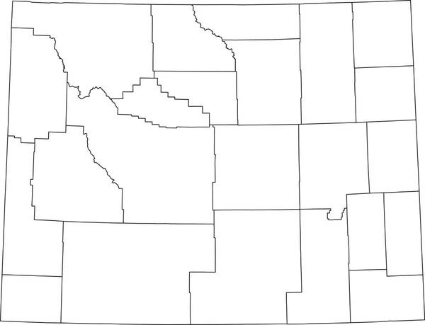 White Blank Vector Administrative Map Federal State Wyoming Usa Black — Vettoriale Stock