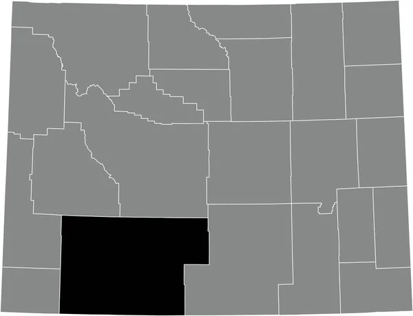 Černá Zvýrazněná Mapa Umístění Sweetwater County Šedé Administrativní Mapě Federálního — Stockový vektor
