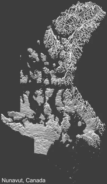 Topographic Negative Relief Map Canadian Territory Nunavut Canada White Contour — 图库矢量图片