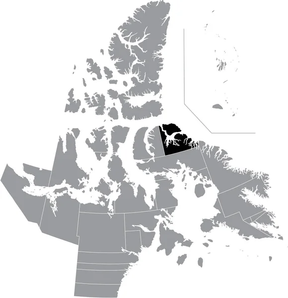 Black Flat Blank Highlighted Location Map Tununiq District Gray Administrative — стоковый вектор