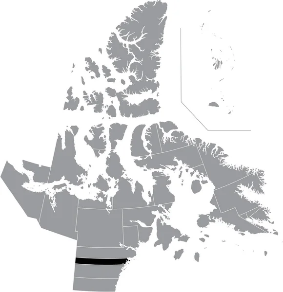 Black Flat Blank Highlighted Location Map Rankin Inlet South District — стоковый вектор