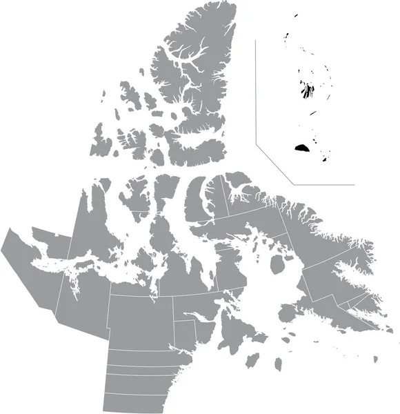 Black Flat Blank Highlighted Location Hudson Bay Körzet Térképe Kanadai — Stock Vector