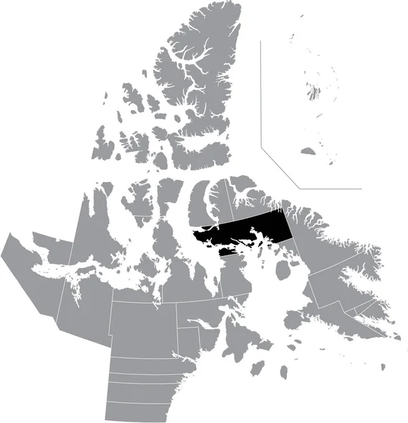 Black Flat Blank Highlighted Location Map Aggu District Gray Administrative —  Vetores de Stock