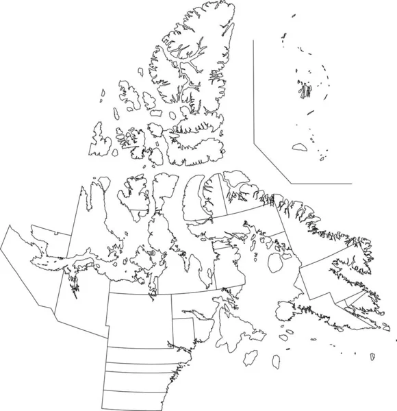 White Flat Blank Vector Administrative Map Territorial Electoral Districts Canadian — Stock Vector