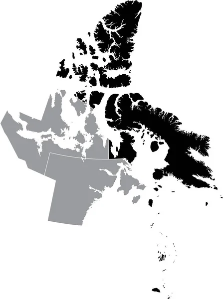 Black Flat Blank Mappa Dettagliata Della Regione Qikiqtaaluk Baffin All — Vettoriale Stock