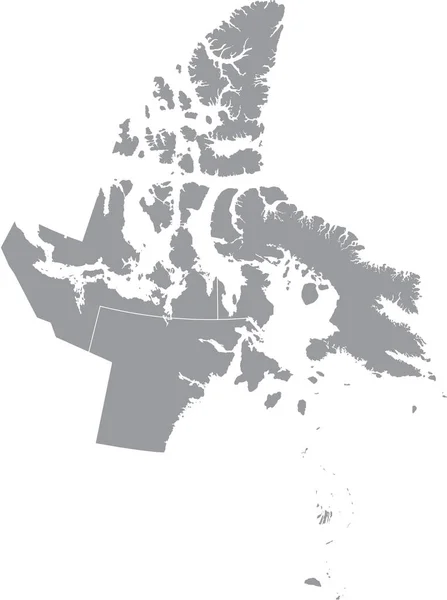 Kanada Nın Nunavut Kanada Bölgelerinin Beyaz Sınır Çizgilerine Sahip Gri — Stok Vektör