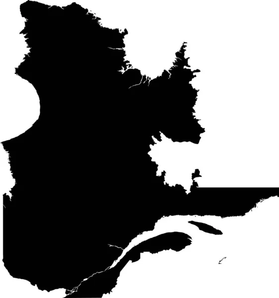 Black Flat Blank Vector Administrative Map Canadian Province Quebec Canada — Stock vektor