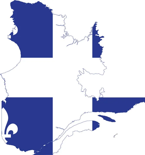 Plochá Mapa Správní Vlajky Vektoru Kanadské Provincie Quebec Canada — Stockový vektor