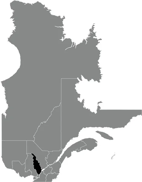 カナダのケベック州の灰色の行政地図の中のLanaudiere地域の黒いフラットブランクハイライトされた場所マップ — ストックベクタ