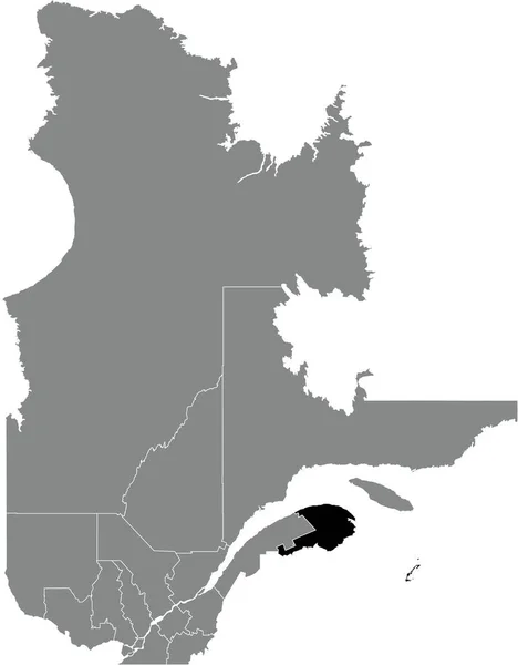 Black Flat Blank Highlighted Location Map Gaspesieles Madeleine Region Gray — Wektor stockowy