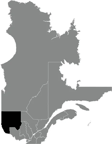 Black Flat Blank Highlighted Location Map Abitibi Temiscamingue Region Gray — стоковий вектор