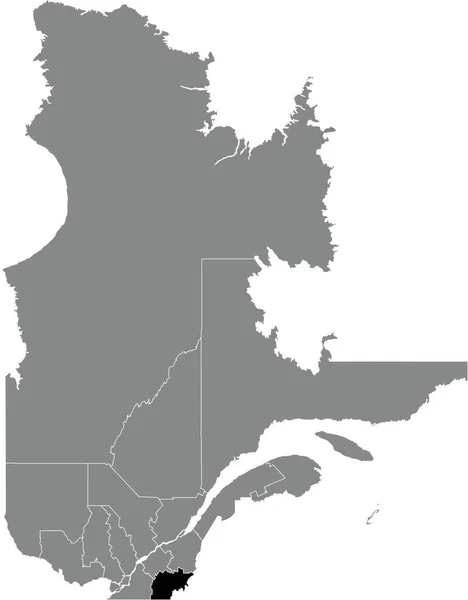 Black Flat Blank Highlighted Location Map Estrie Region Gray Administrative — Vetor de Stock