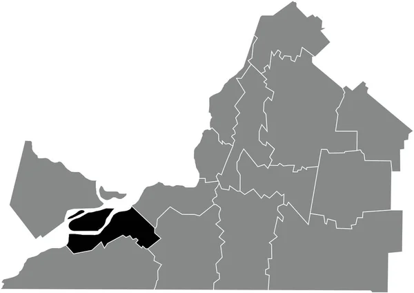 Black Flat Blank Highlighted Location Map Beauharnois Salaberry Regional County — 图库矢量图片