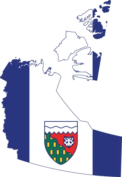 Flat Vector Administrative Flagge Karte Des Kanadischen Territoriums Der Nordwest — Stockvektor