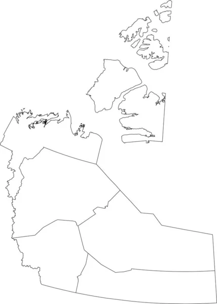 White Flat Blank Vector Administrative Map Regions Canadian Territory Northwest —  Vetores de Stock