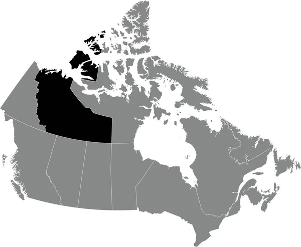 Nero Piatto Bianco Evidenziato Localizzatore Mappa Amministrativa Del Territorio Canadese — Vettoriale Stock