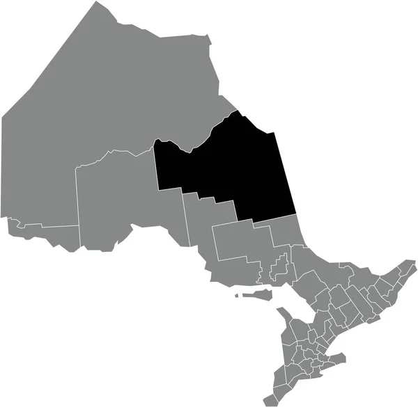 Black Flat Blank Highlighted Location Map Cochrane District Gray Administrative — стоковый вектор