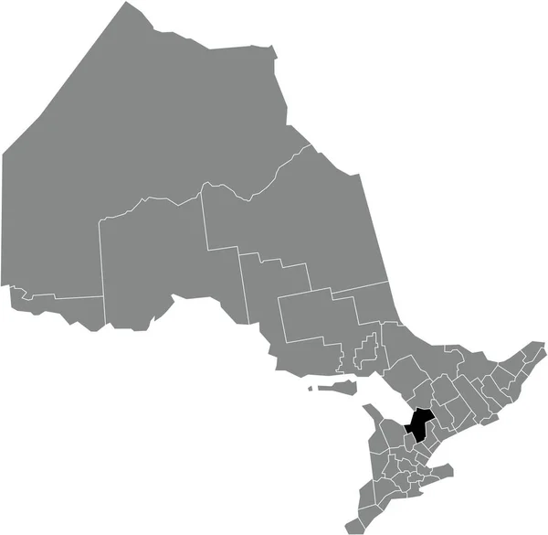 Black Flat Blank Highlighted Location Map Simcoe County Gray Administrative — стоковий вектор