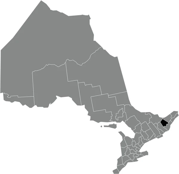 Black Flat Blank Highlighted Location Map Lanark County Gray Administrative —  Vetores de Stock