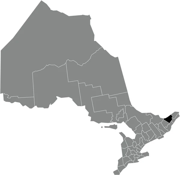 Black Flat Blank Highlighted Location Map Ottawa Single Tier Municipality — стоковый вектор