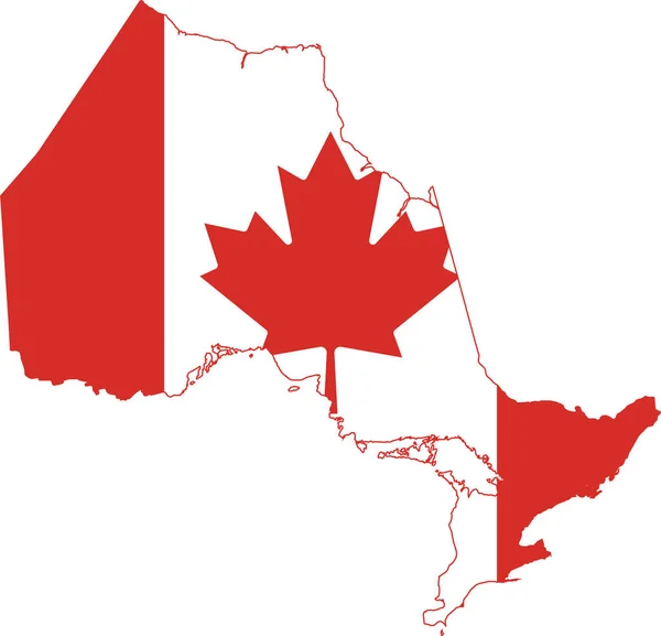 Flat Vector Administrative Flaggenkarte Der Kanadischen Provinz Ontario Kombiniert Mit — Stockvektor