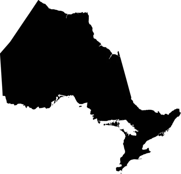 Black Flat Blank Vector Administrative Map Canadian Province Ontario Canada — Wektor stockowy