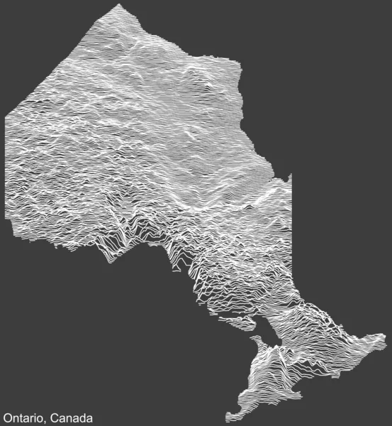 Topographic Negative Relief Map Canadian Province Ontario Canada White Contour — стоковый вектор