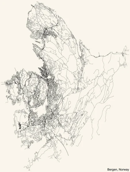 Detailed Navigation Black Lines Urban Street Roads Map Norwegian Regional — Stockvektor