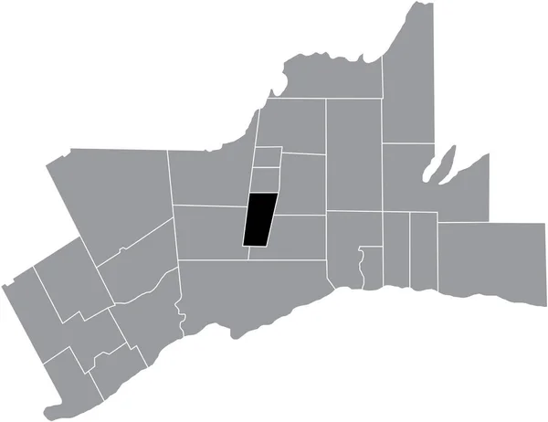 Black Flat Blank Highlighted Location Map Richmond Hill Municipality Gray — Stok Vektör
