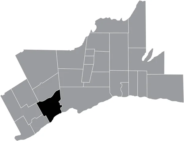 Plano Negro Blanco Resaltado Mapa Ubicación Mississauga Municipality Dentro Del — Archivo Imágenes Vectoriales