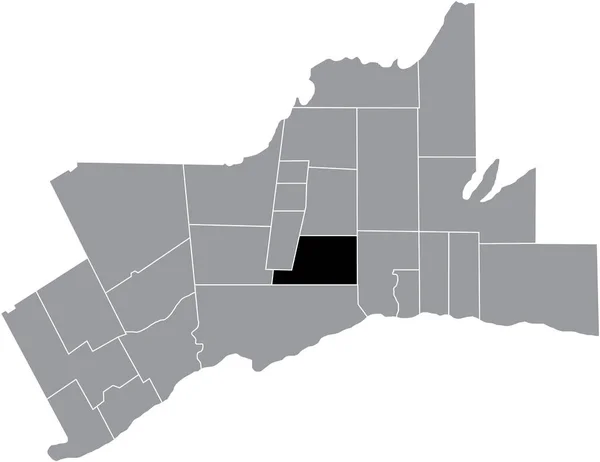 Black Flat Blank Highlighted Location Map Markham Municipality Gray Administrative — Stockvektor