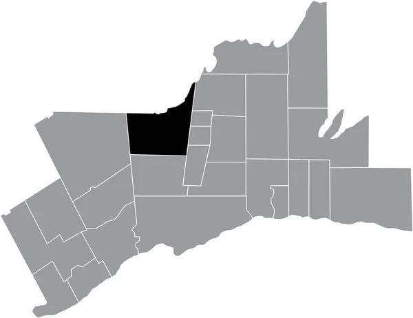 グレータートロント地域の灰色の行政地図の中のキング コミュニティの黒いフラットブランクハイライトされた場所マップ — ストックベクタ
