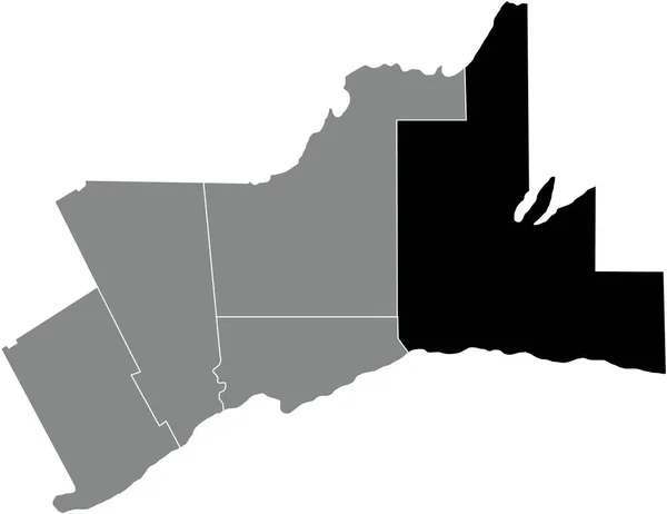 Black Flat Blank Highlighted Locator Map Durham Region Gray Administrative — Stockvector