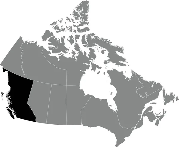 Black Flat Blank Highlighted Locator Administrative Map Canadian Province British — Stockvector