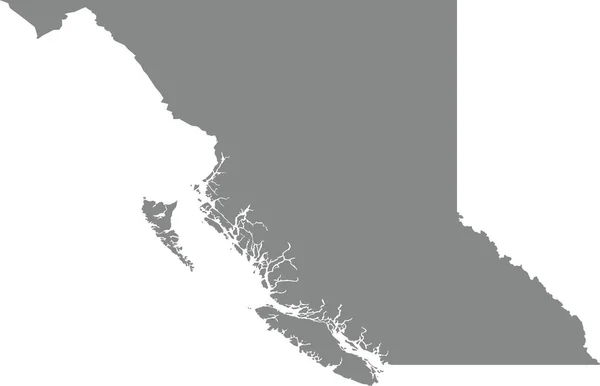 Gray Flat Blank Vector Administrative Map Canadian Province British Columbia — Archivo Imágenes Vectoriales