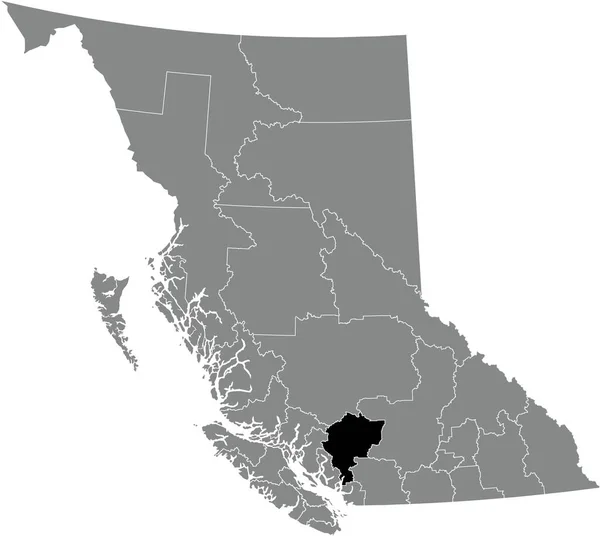 Mapa Ubicación Resaltado Blanco Negro Del Distrito Regional Squamishlillooet Dentro — Archivo Imágenes Vectoriales