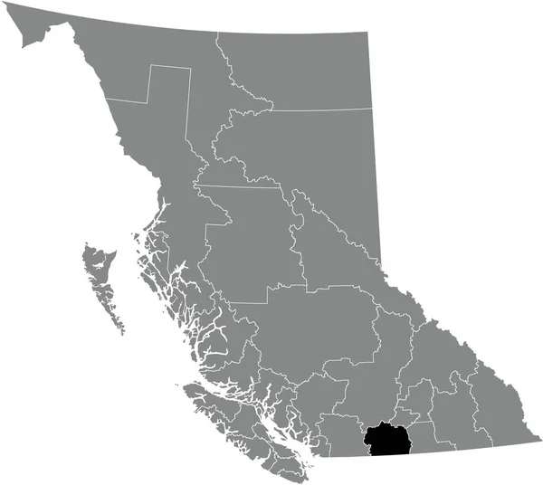 Mapa Ubicación Del Distrito Regional Okanagansimilkameen Blanco Negro Dentro Del — Archivo Imágenes Vectoriales