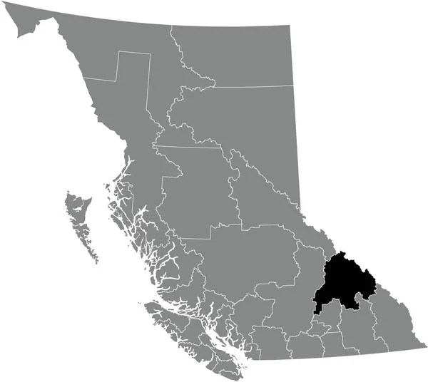 Black Flat Blank Highlighted Location Map Columbiashuswap Regional District Gray — Vector de stock