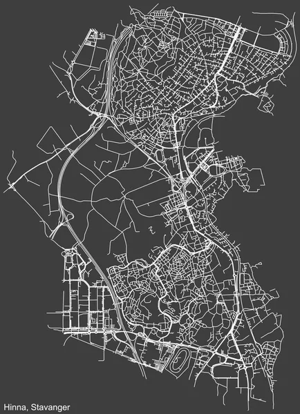 Detailed Negative Navigation White Lines Urban Street Roads Map Quarter - Stok Vektor
