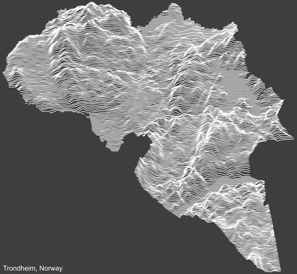 Topographic Negative Relief Map City Trondheim Norway White Contour Lines — Stockvektor