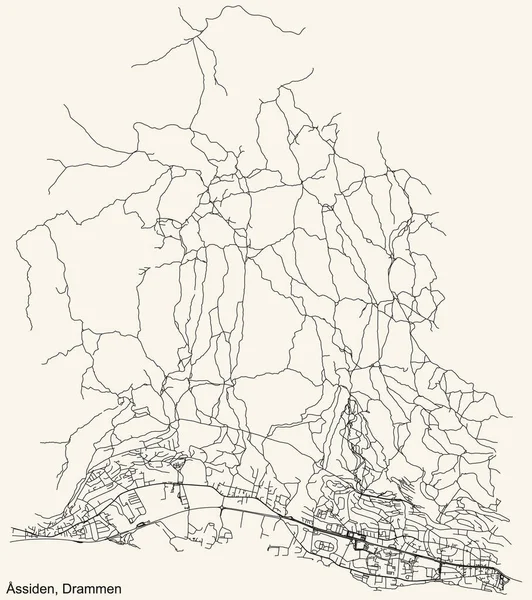 Detailed Navigation Black Lines Urban Street Roads Map Quarter Ssiden — Vector de stock