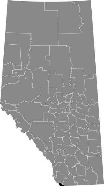 Black Flat Blank Highlighted Location Map Improvement District Waterton Gray — Stockový vektor