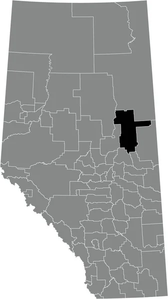 Black Flat Blank Highlighted Location Map Lac Biche County Specialized — Wektor stockowy