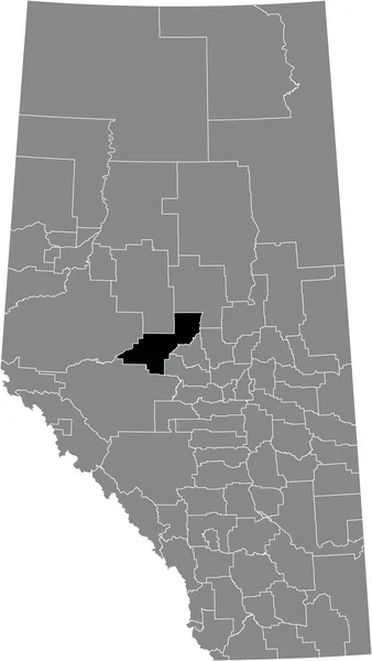 Black Flat Blank Highlighted Location Map Woodlands County Municipal District — Vetor de Stock
