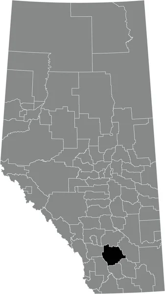 Black Flat Blank Highlighted Location Map Vulcan County Municipal District — Stock vektor